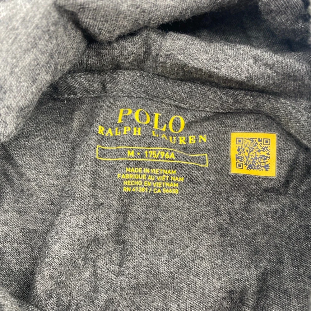 Polo Ralph Lauren Hooded T Shirt Mens Medium Gray Preppy Sporty Streetwear
